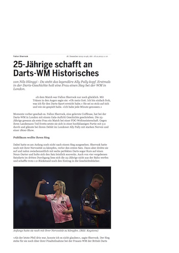 20 Minuten: 25-Jährige schafft an Darts-WM Historisches